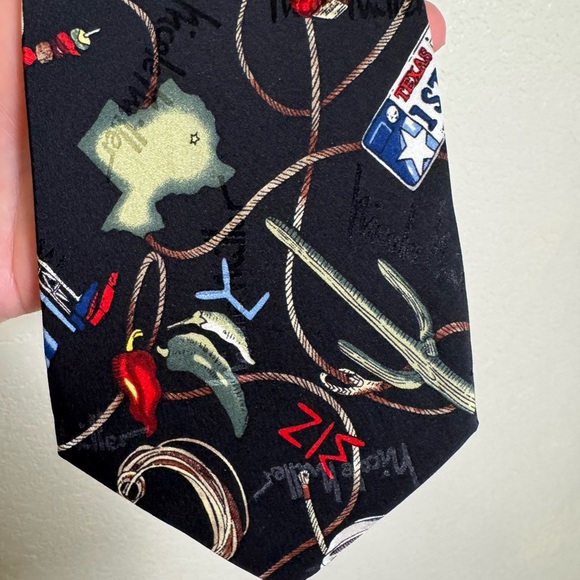 Nicole Miller Men's Black Cowboy Texas Tie 1996 100% Silk Hand Sewn‎ - Picture 8 of 8